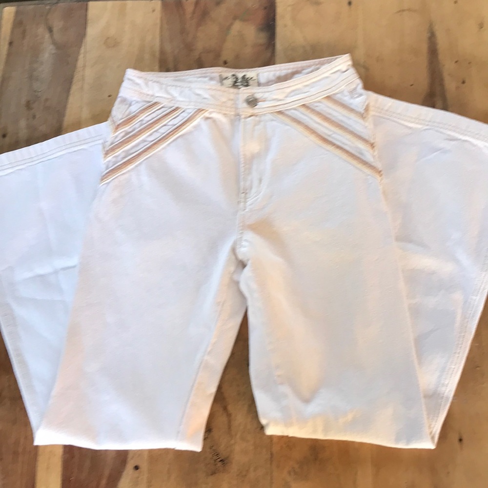 We The Free cream denim flare pants